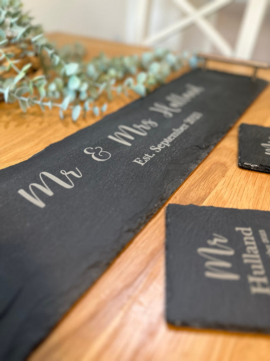 Mr & Mrs Personalised Slate Serving Tray