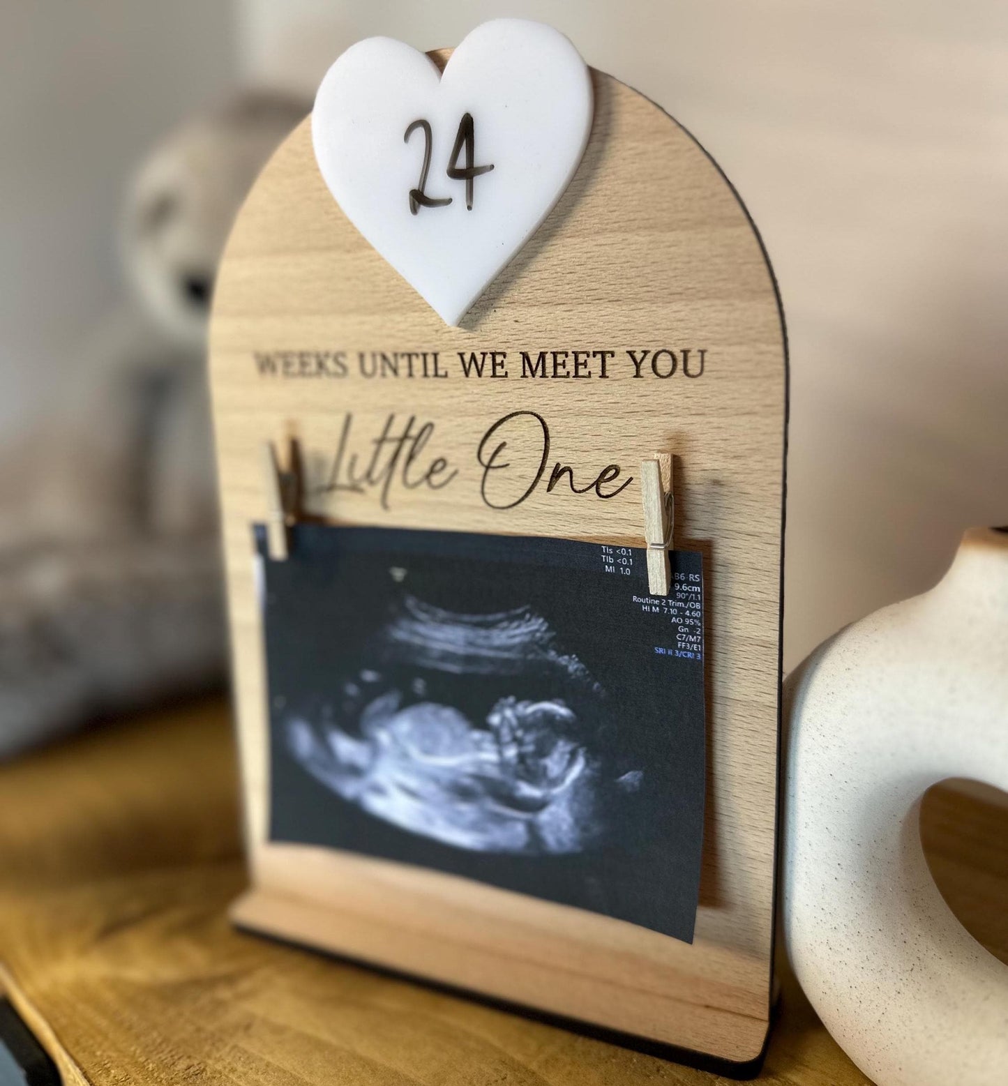 Personalised Pregnancy Announcement | Weekly Countdown | Baby Scan Reveal | Social Media Prop | Due Date | Coming Soon | Boy | Girl | Wooden
