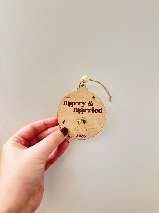 Merry & Married Christmas Bauble – Newlywed Ornament – First Christmas Married