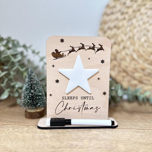 Wooden Countdown to Christmas | Sleeps until Christmas | Chalk Plaque | Christmas | Keepsake