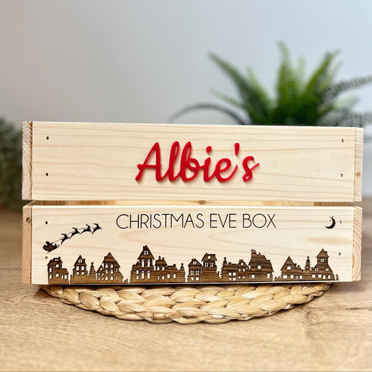 Personalised Wooden Christmas Eve Box | Laser Engraved Christmas Eve Crate