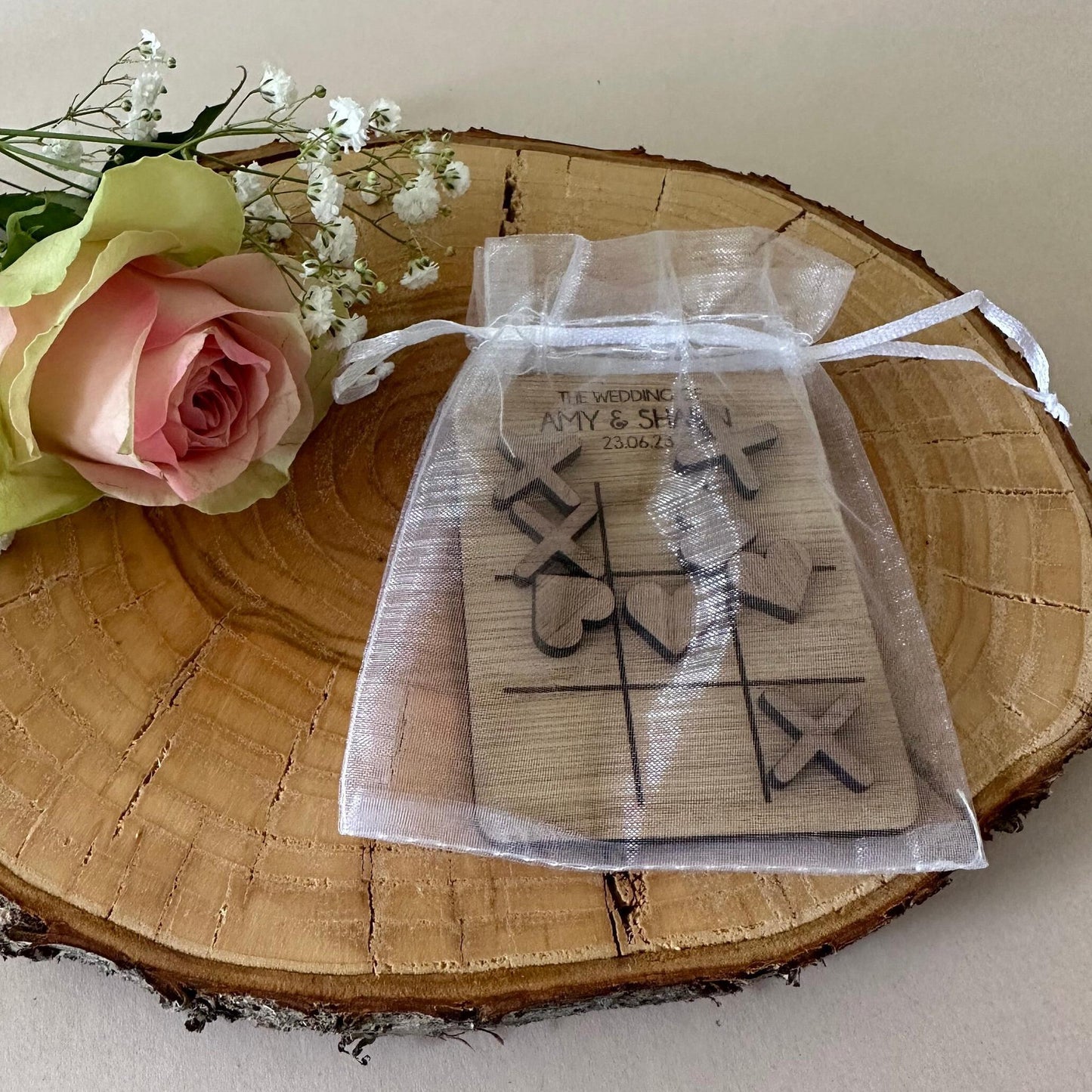 Hearts & Crosses | Noughts and Crosses | Wedding | Table Top Game | Wedding Favours | Wedding Keepsake | Personalised
