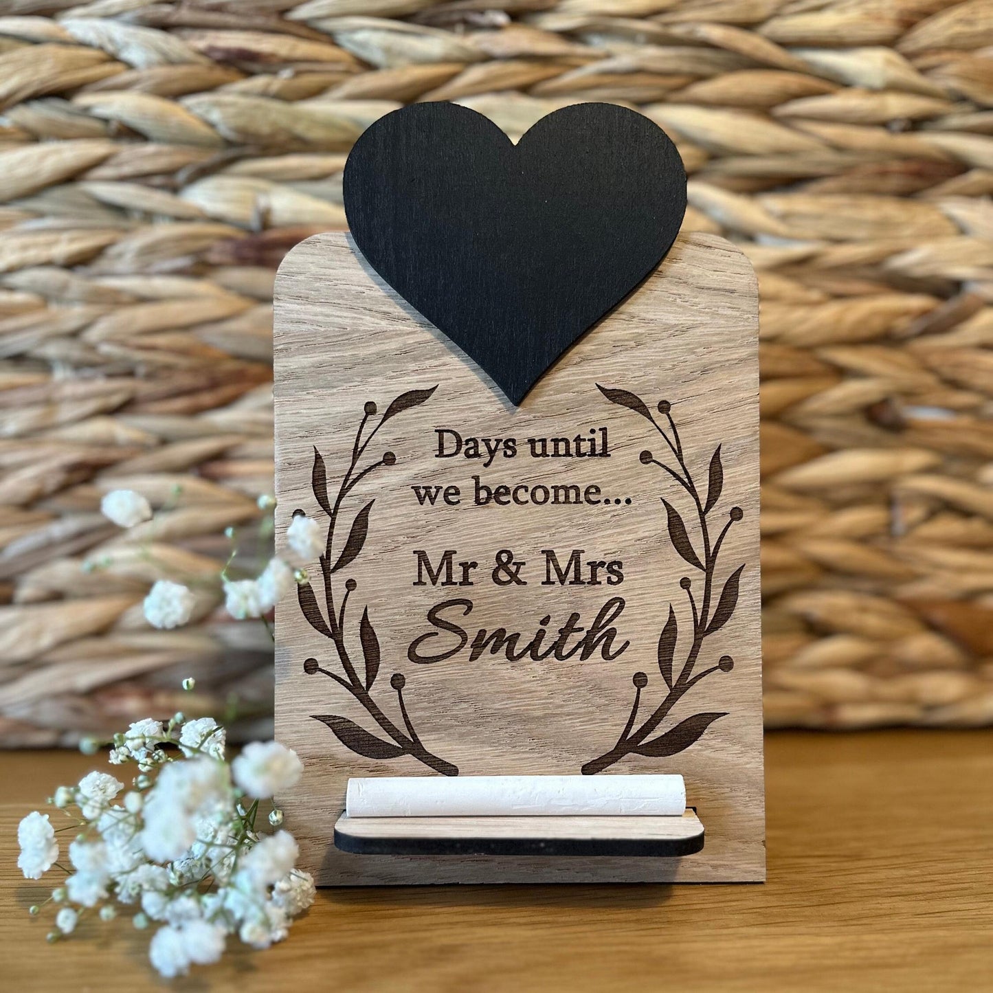 Personalised Wedding Countdown Chalkboard | Engagement Countdown Gift | Mr and Mrs | Mrs and Mrs | Mr and Mr