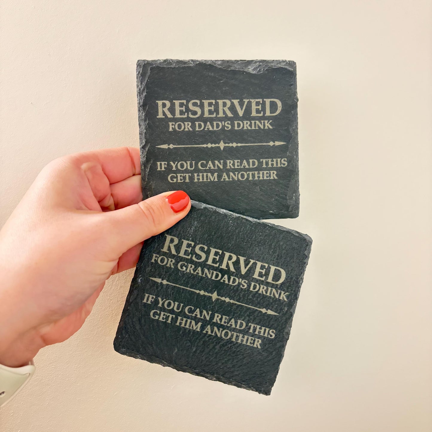 Reserved for Dad's Drink Slate Coaster | Grandad's Drink | Get Him Another | Funny | Gift
