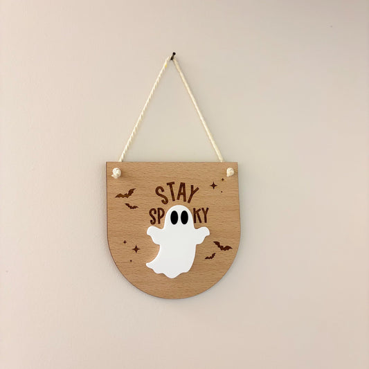 Stay Spooky Hanging Sign | Hanging Decoration | Seasonal Decor | Halloween Home Decor | Ghost | Spooky Gift