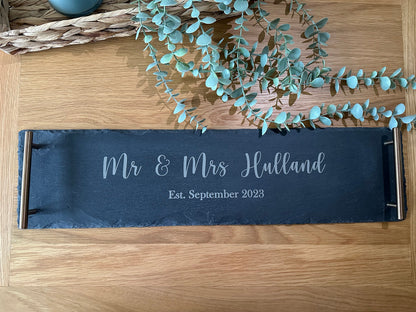 Mr & Mrs Personalised Slate Serving Tray