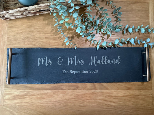 Mr & Mrs Personalised Slate Serving Tray