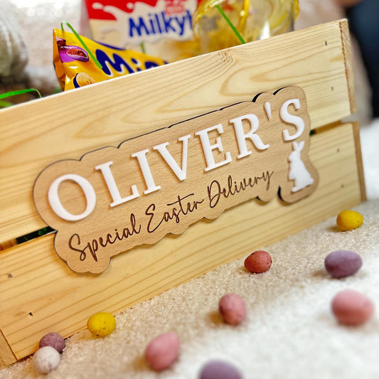 Personalised Easter Crate and Plaque | Plaque | Easter Bunny | Easter Egg | Easter Egg Hunt | Gifts | Hamper | Wooden
