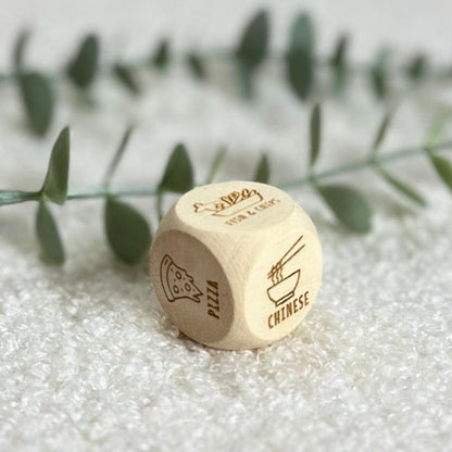 Wooden Takeaway Dice | Game | Roll | Date Night | Couple | Married | Friends | Takeout | Decision Dice | Night In | Fun | Gift | Food