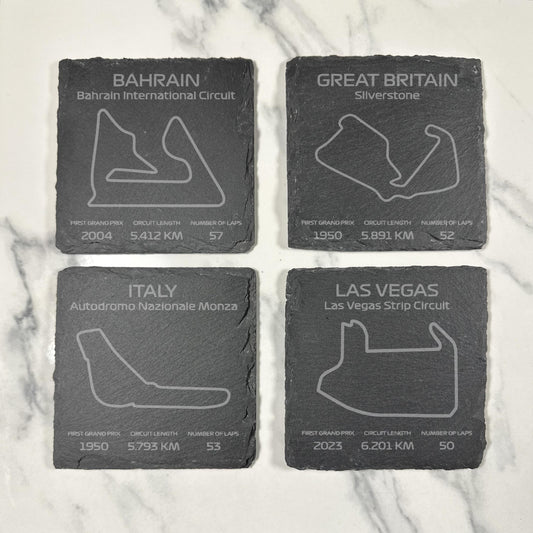 F1 Circuit Slate Coasters | F1 2025 | Track Information and Layout | Circuit Stats | Formula One | F1 Fan