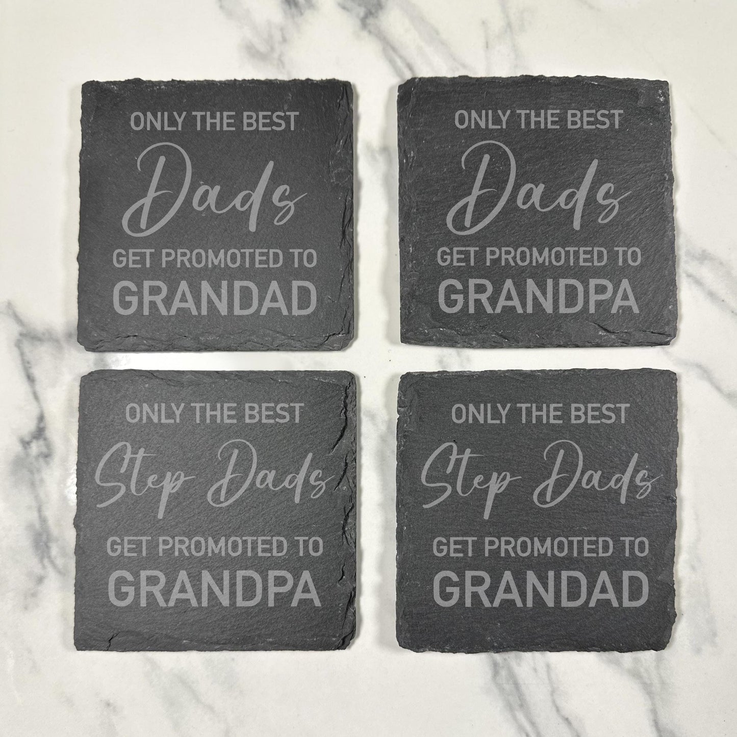 Best Dads Get Promoted to Grandad Slate Coaster