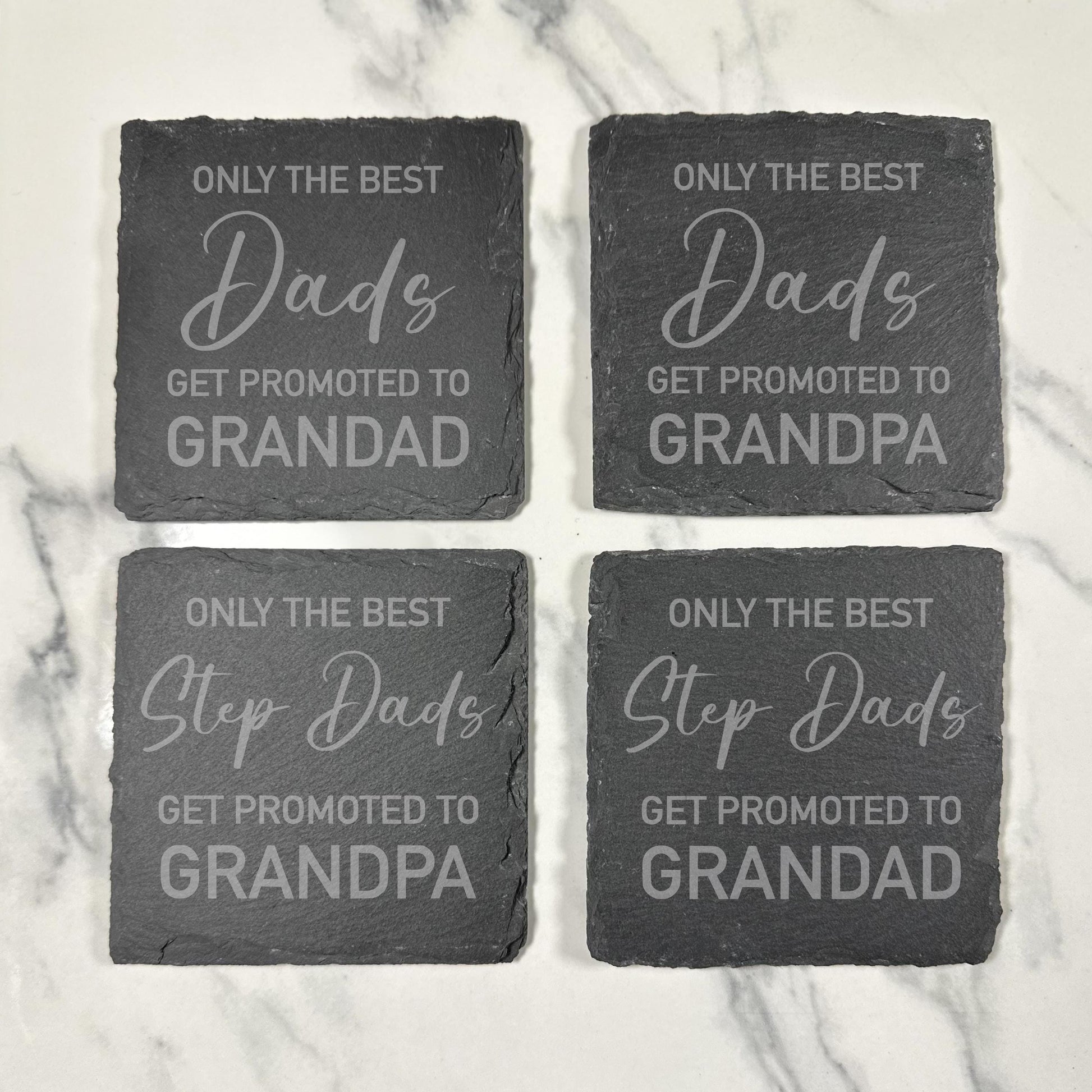 Best Dads Get Promoted to Grandad Slate Coaster
