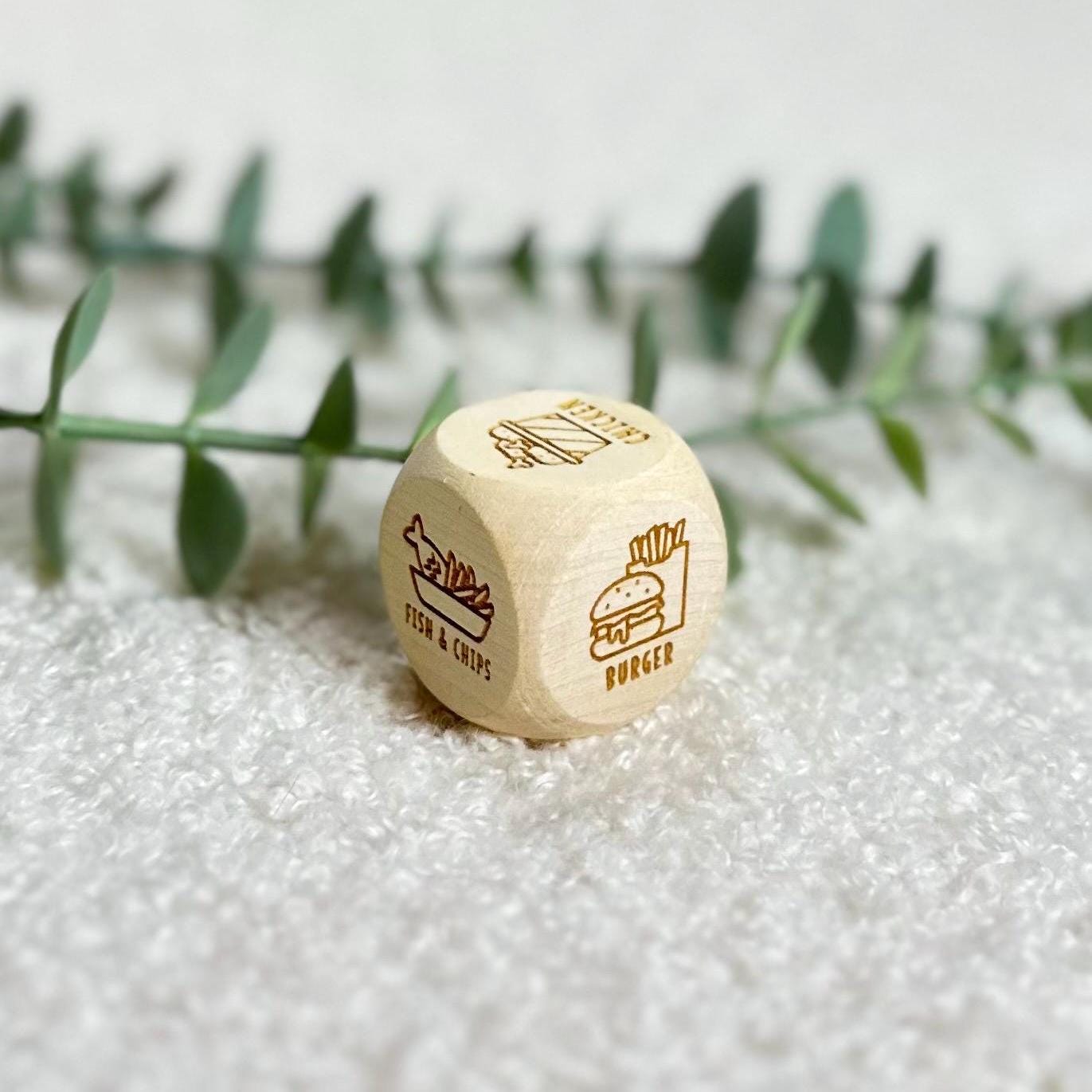 Wooden Takeaway Dice | Game | Roll | Date Night | Couple | Married | Friends | Takeout | Decision Dice | Night In | Fun | Gift | Food