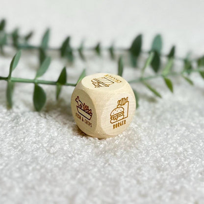 Wooden Takeaway Dice | Game | Roll | Date Night | Couple | Married | Friends | Takeout | Decision Dice | Night In | Fun | Gift | Food