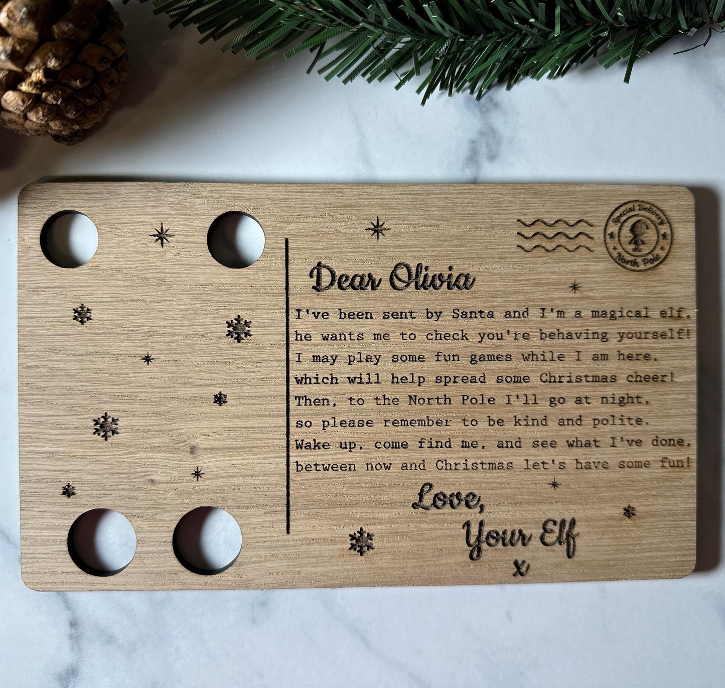 Elf on the Shelf Arrival Postcard | Letter | Christmas | Elf | Elf on the Shelf | Personalised | Wooden | I'm Back | Festive Fun