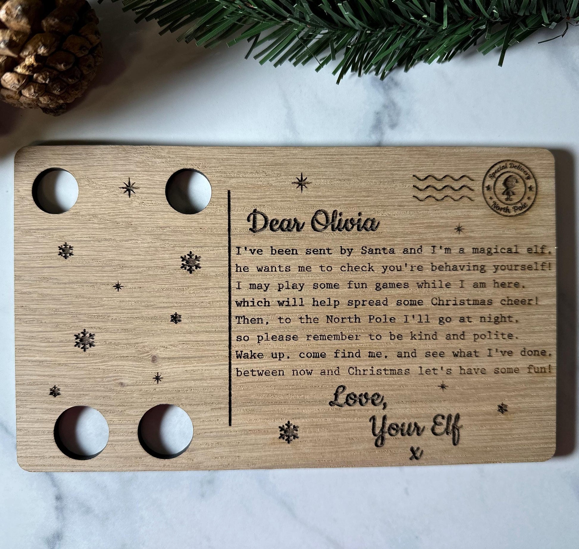 Elf on the Shelf Arrival Postcard | Letter | Christmas | Elf | Elf on the Shelf | Personalised | Wooden | I'm Back | Festive Fun
