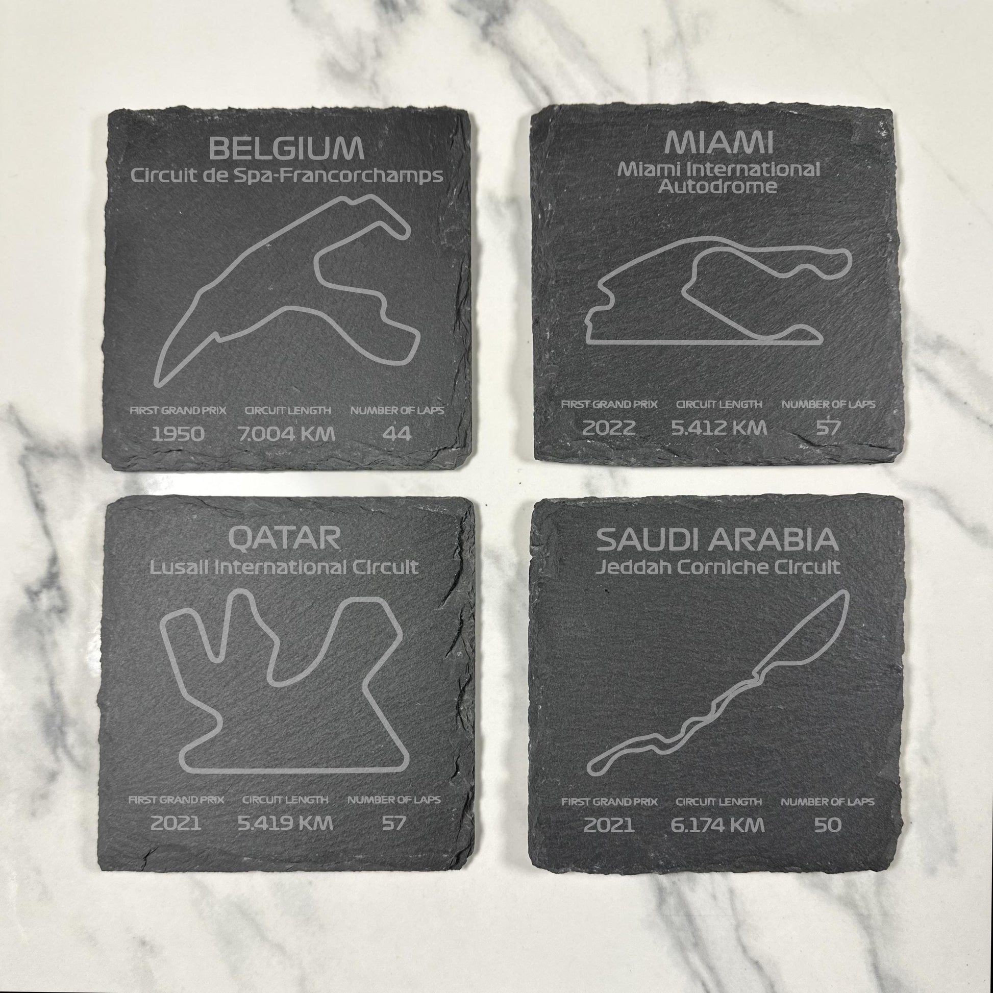 F1 Circuit Slate Coasters