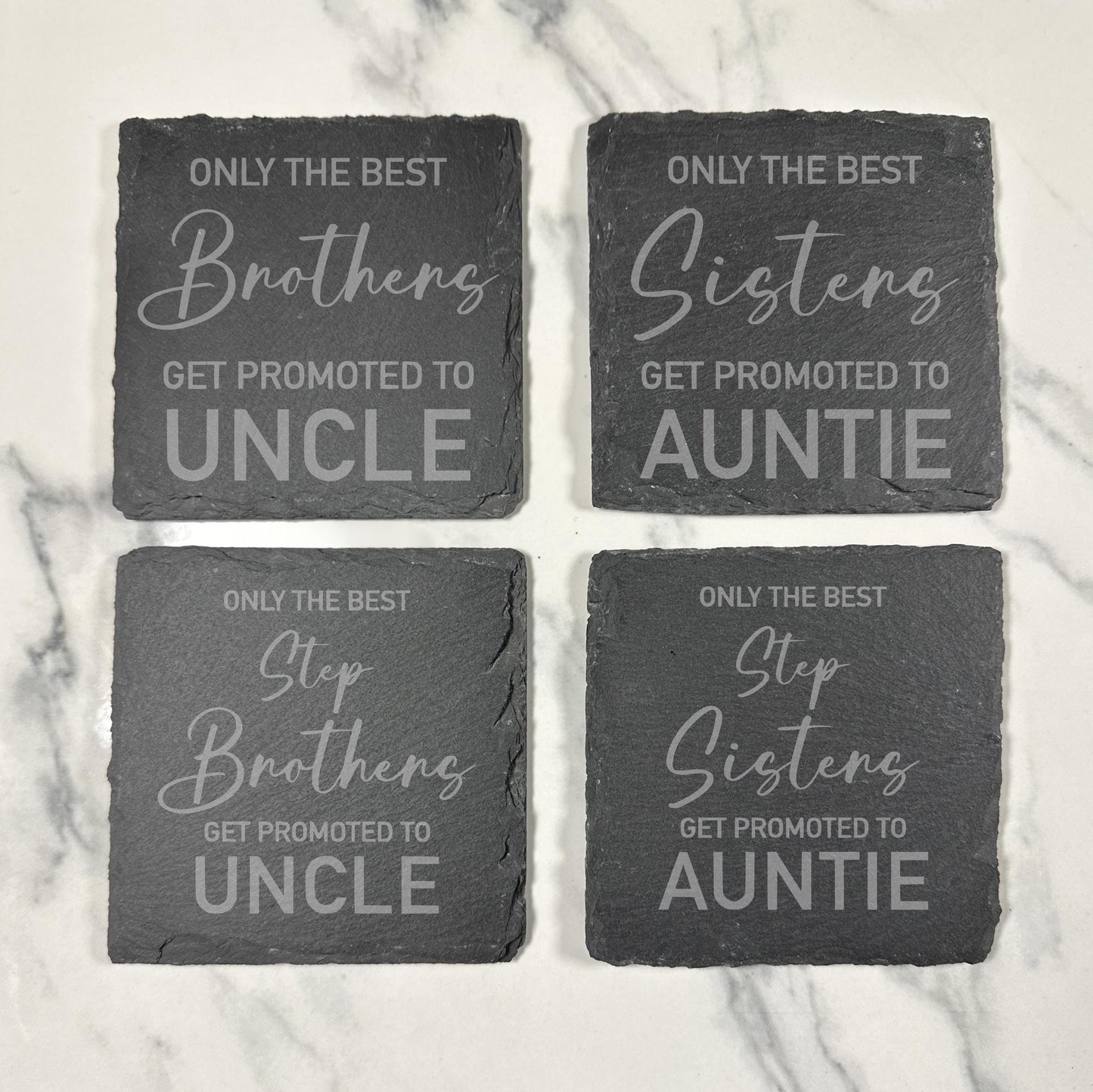 Best Brothers Best Sisters Get Promoted Slate Coaster