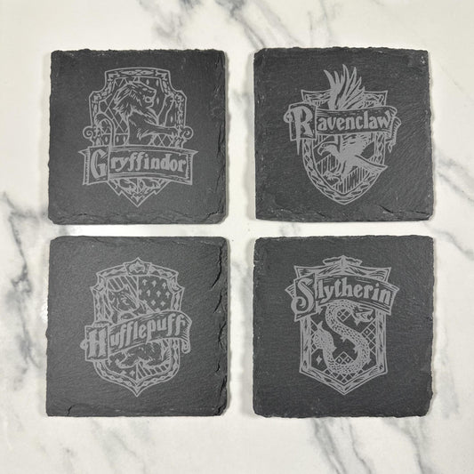 Wizard Inspired School House Slate Coasters | Magical | Gift | Fan | Housewarming