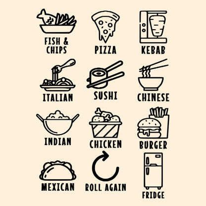 Wooden Takeaway Dice | Game | Roll | Date Night | Couple | Married | Friends | Takeout | Decision Dice | Night In | Fun | Gift | Food