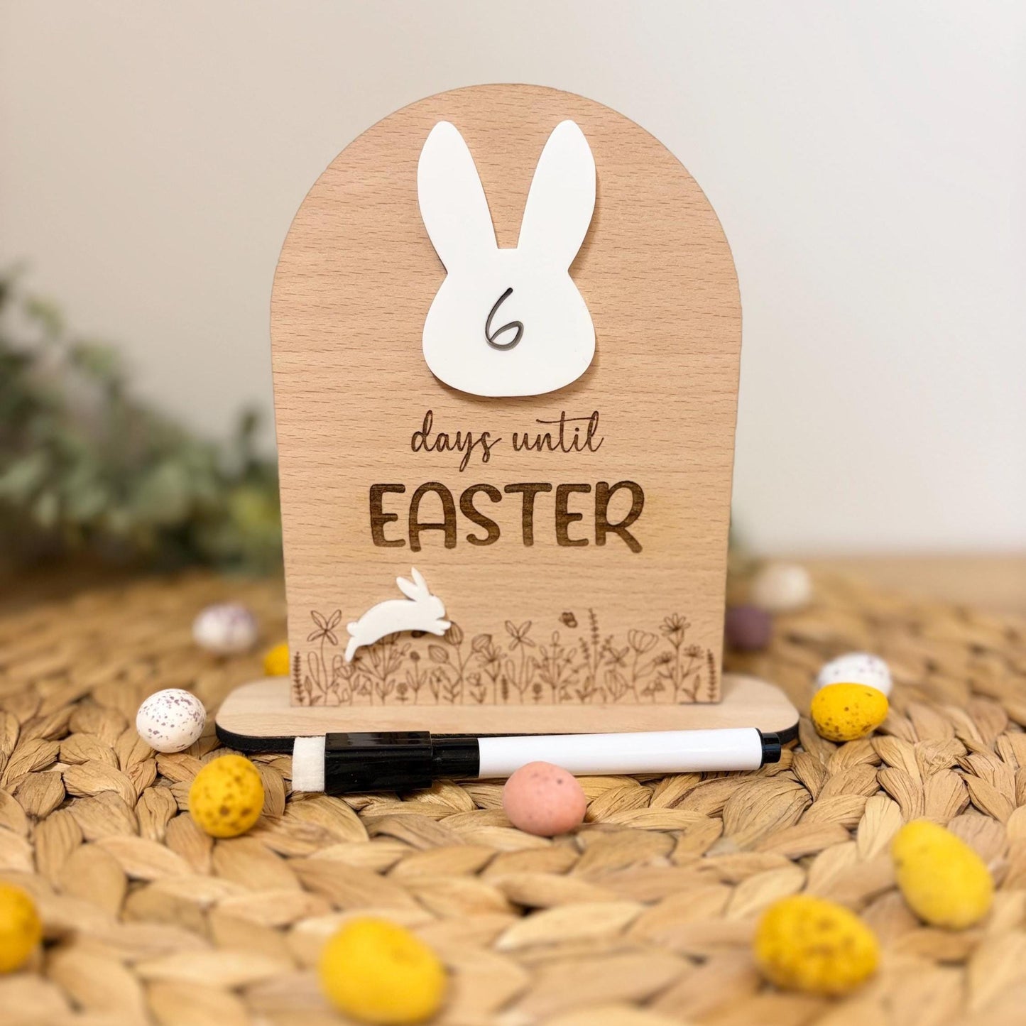 Days Until Easter Countdown Sign | Tradition | Gift | Decor | Wildflower | Spring