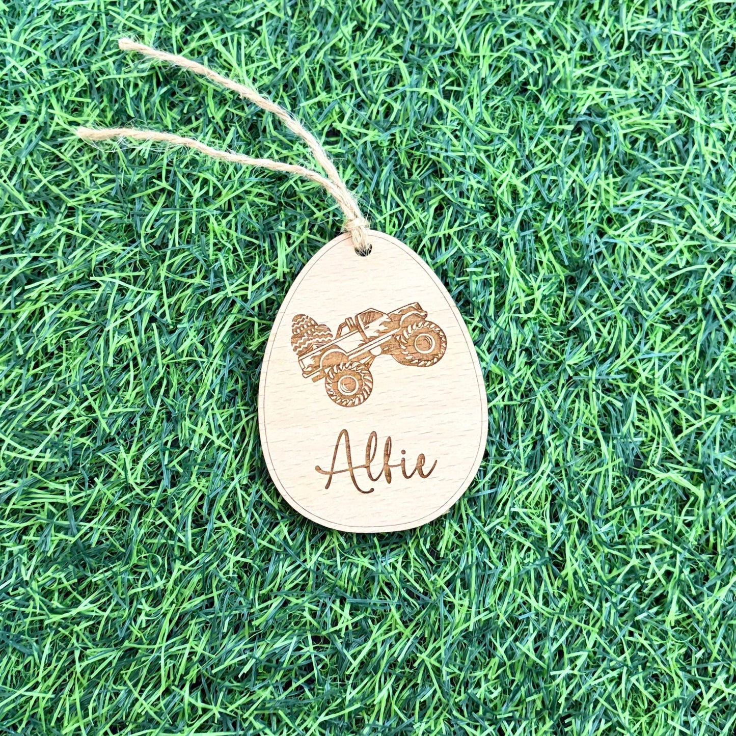Easter Monster Truck Engraved Tag