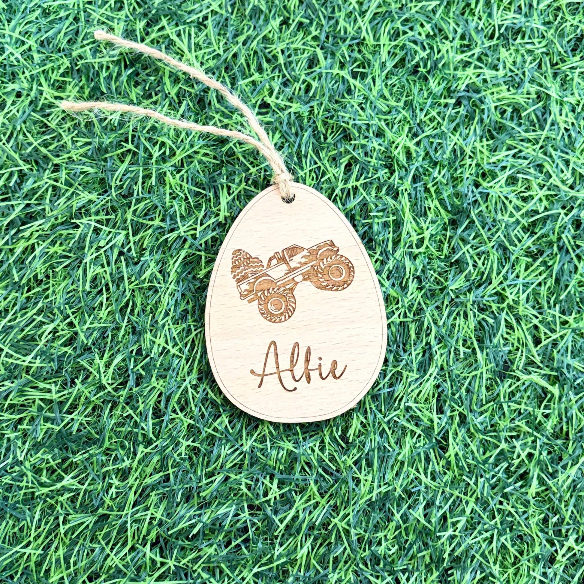 Easter Monster Truck Engraved Tag