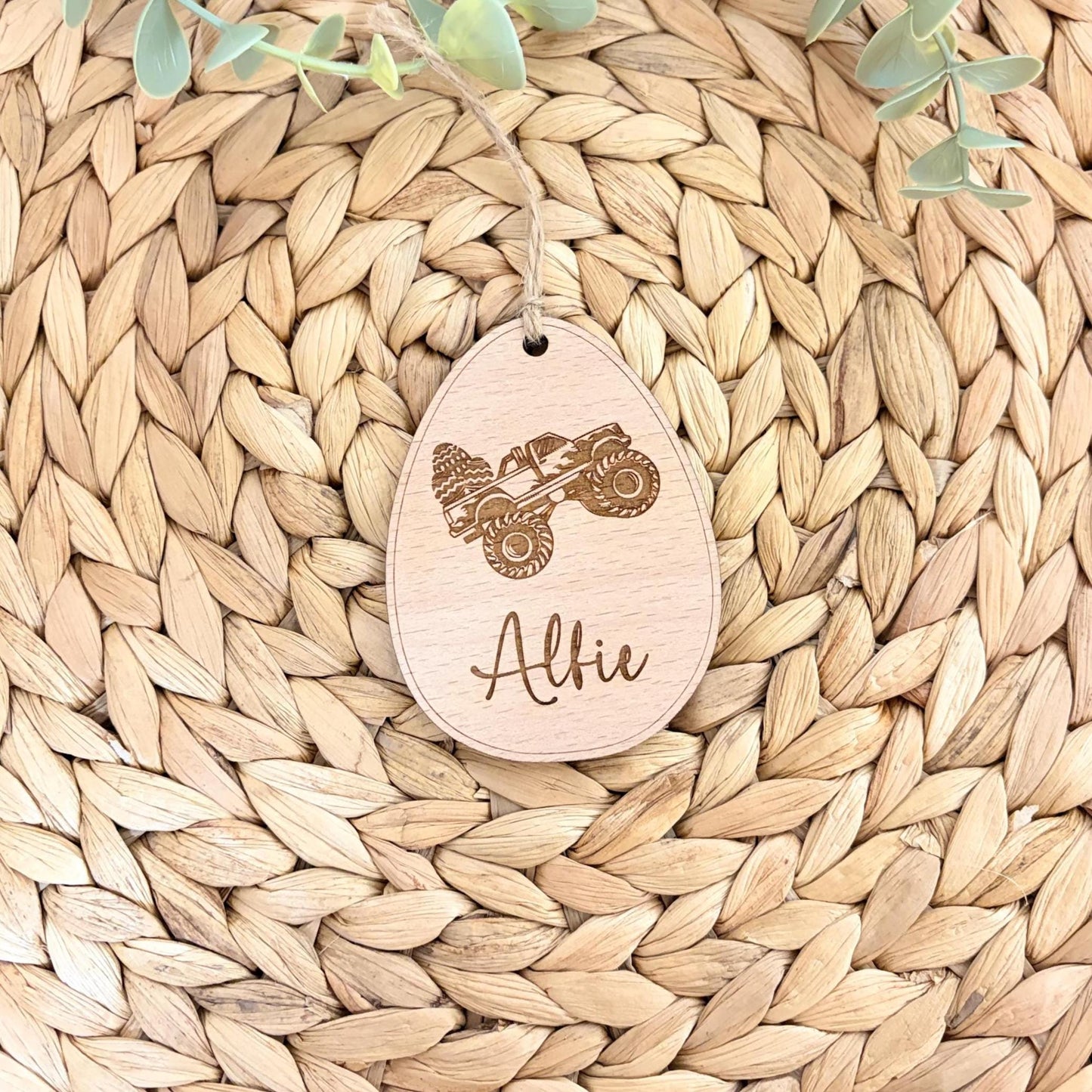 Easter Monster Truck Engraved Tag