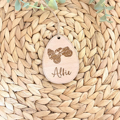 Easter Monster Truck Engraved Tag