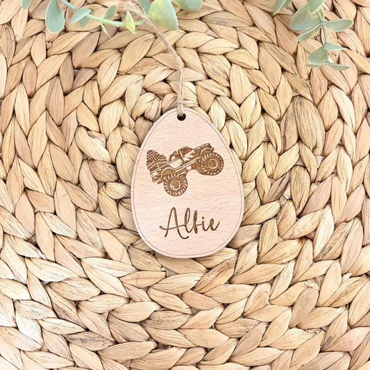 Easter Monster Truck Engraved Tag