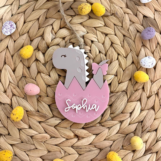 Personalised Dinosaur Easter Tag | Eater Bunny | Egg | Child | Gift