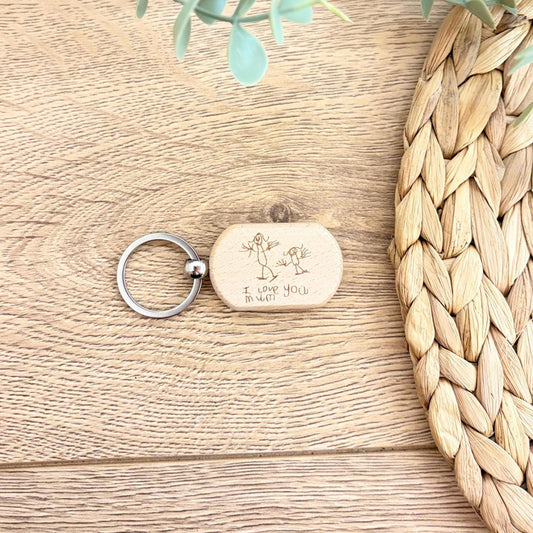 Personalised Hand Drawn Keyring | Gift | Mum | Dad | Grandparent | Artwork | Keepsake