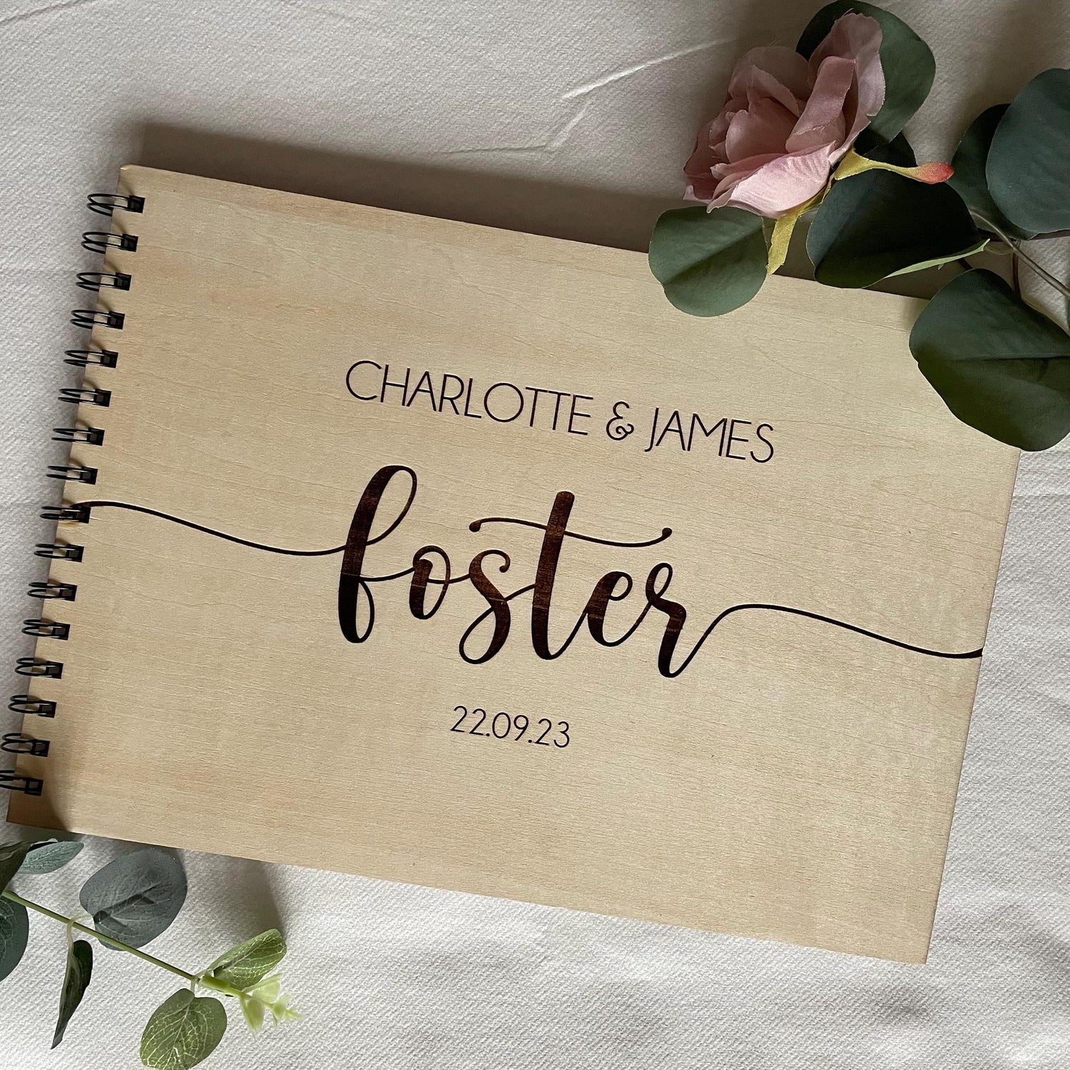 Personalised Wedding Guest Book | Wooden | Keepsake | Rustic | Engraved | Guest Book | Scrapbook | Photo Album