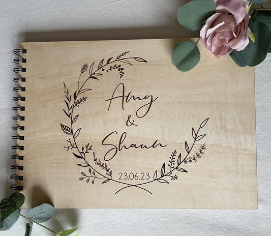 Personalised Wedding Guest Book | Wooden | Keepsake | Rustic | Engraved | Guest Book | Scrapbook | Photo Album