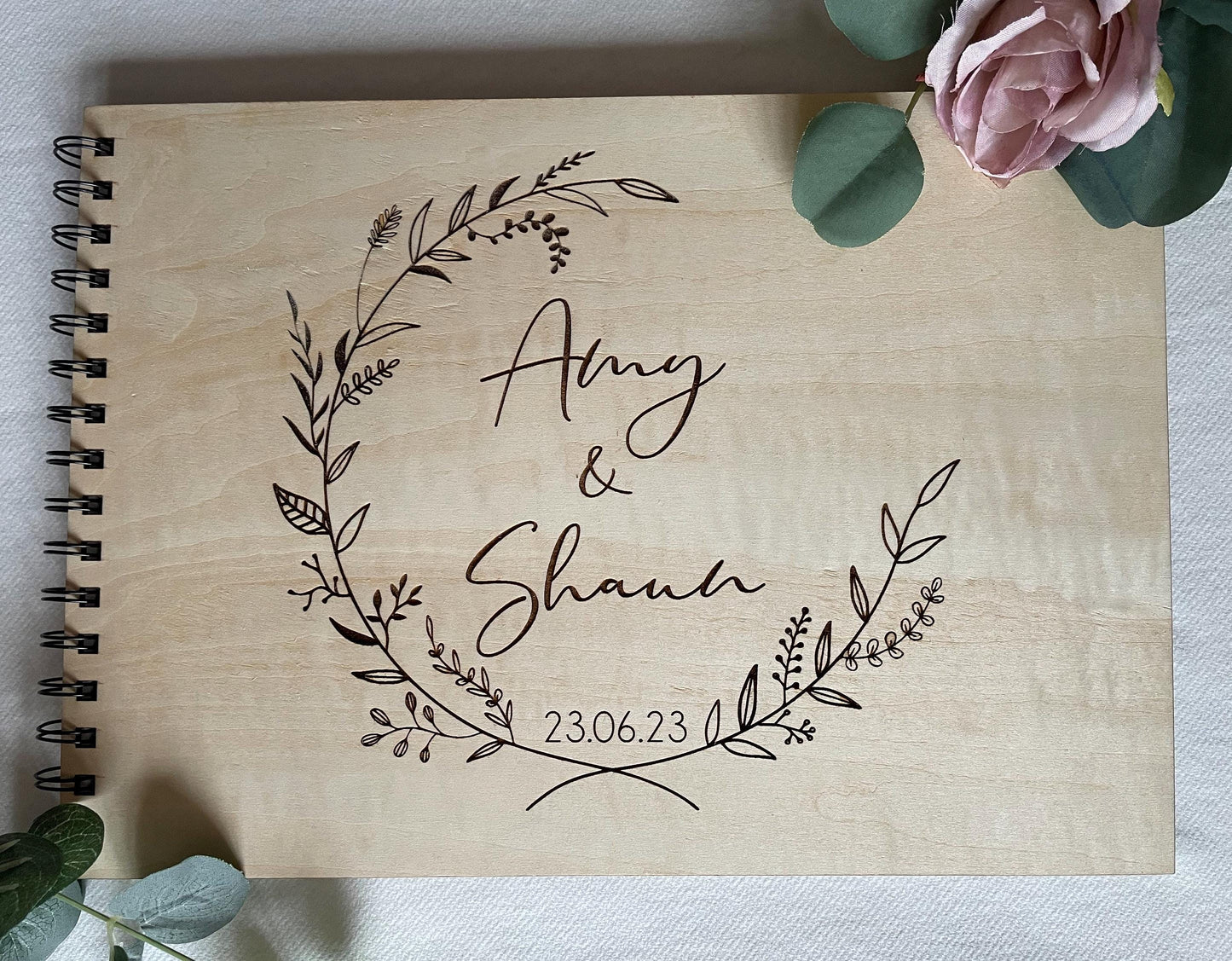 Personalised Wedding Guest Book | Wooden | Keepsake | Rustic | Engraved | Guest Book | Scrapbook | Photo Album