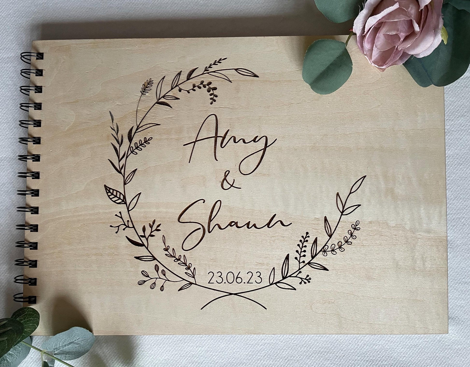 Personalised Wedding Guest Book | Wooden | Keepsake | Rustic | Engraved | Guest Book | Scrapbook | Photo Album