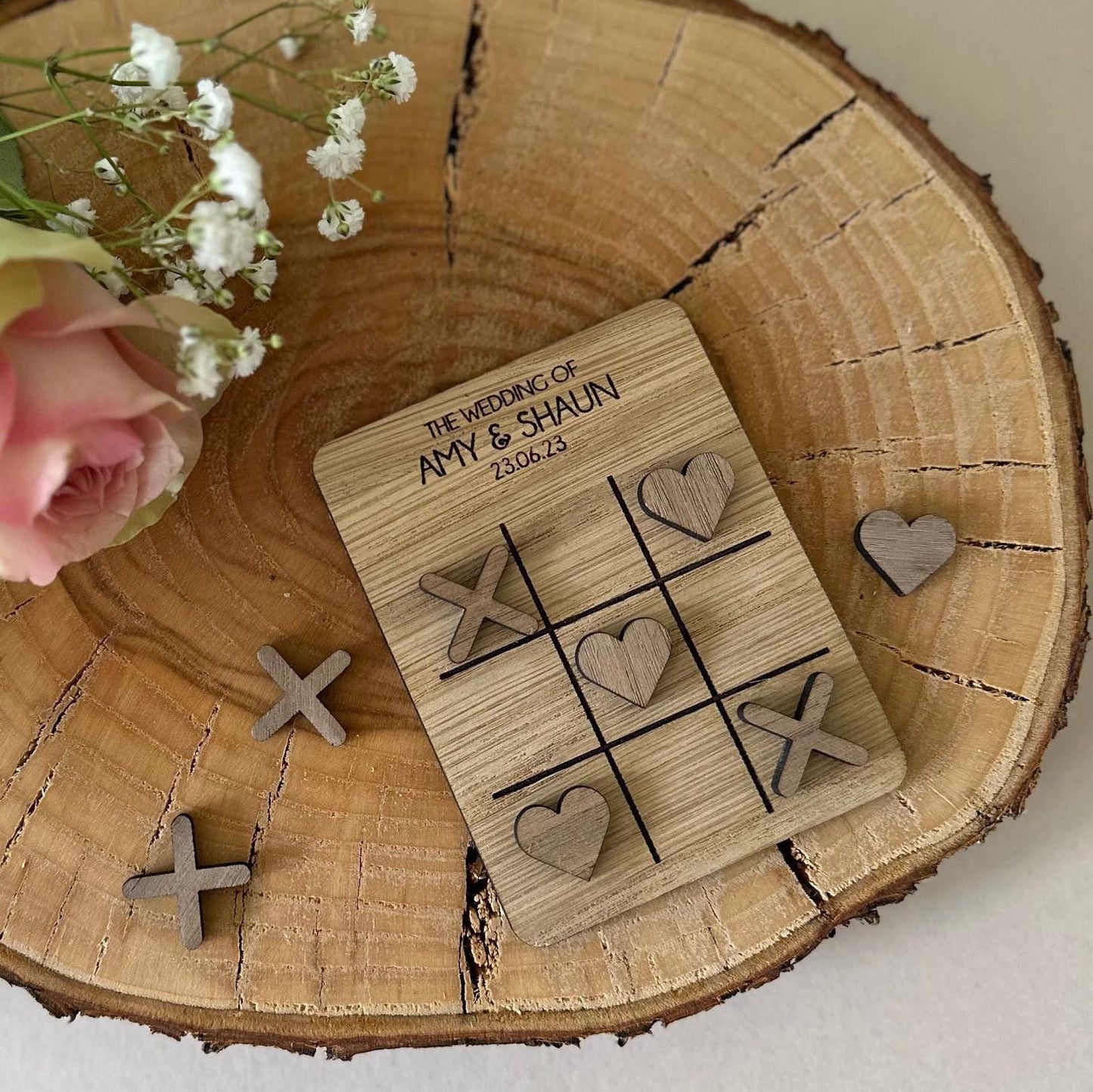 Hearts & Crosses | Noughts and Crosses | Wedding | Table Top Game | Wedding Favours | Wedding Keepsake | Personalised