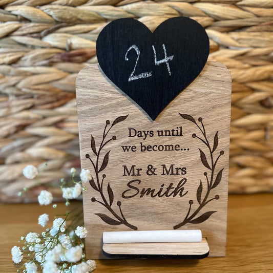Personalised Wedding Countdown Chalkboard | Engagement Countdown Gift | Mr and Mrs | Mrs and Mrs | Mr and Mr