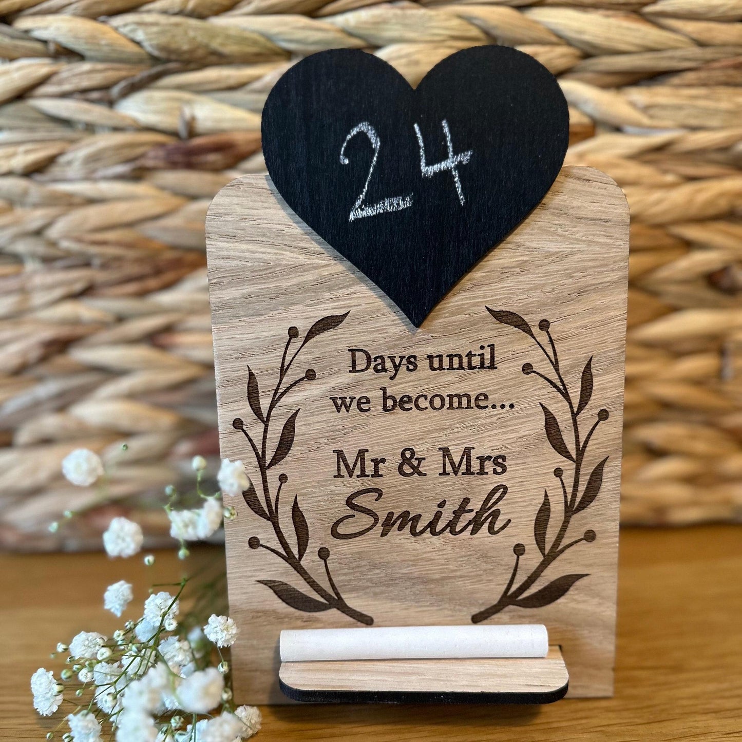 Personalised Wedding Countdown Chalkboard | Engagement Countdown Gift | Mr and Mrs | Mrs and Mrs | Mr and Mr