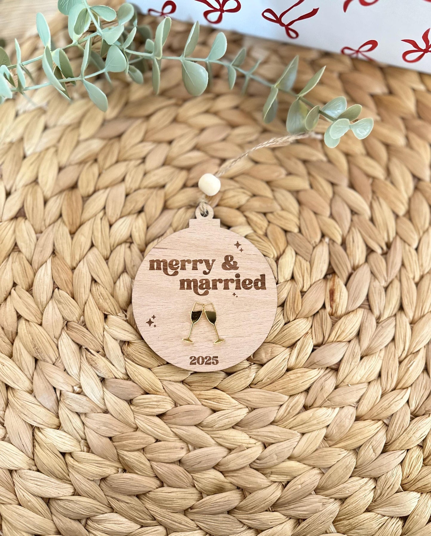 Merry & Married Christmas Bauble – Newlywed Ornament – First Christmas Married