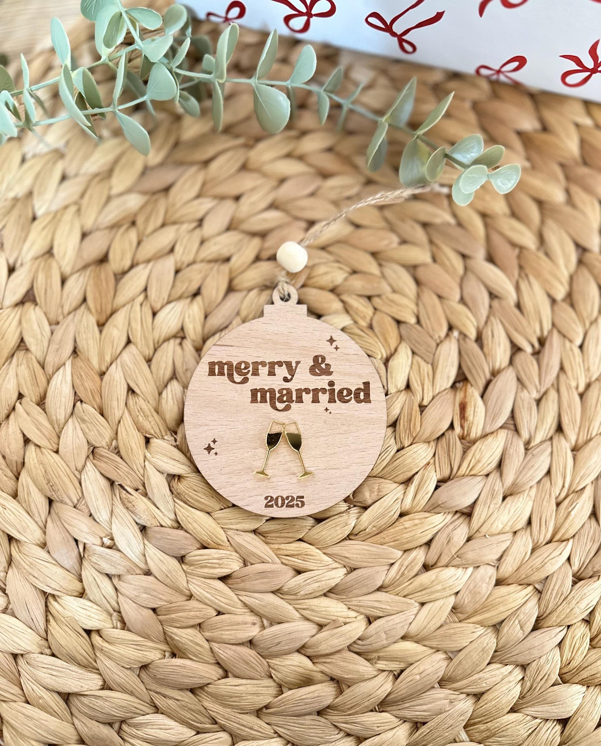 Merry & Married Christmas Bauble – Newlywed Ornament – First Christmas Married