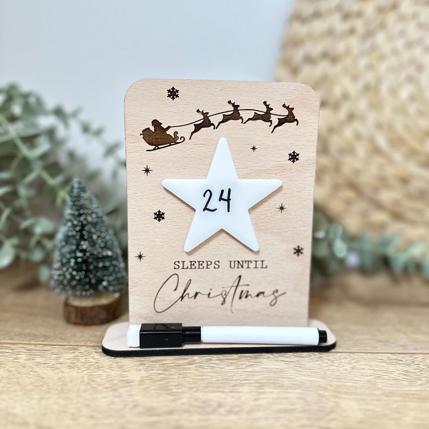 Wooden Countdown to Christmas | Sleeps until Christmas | Chalk Plaque | Christmas | Keepsake
