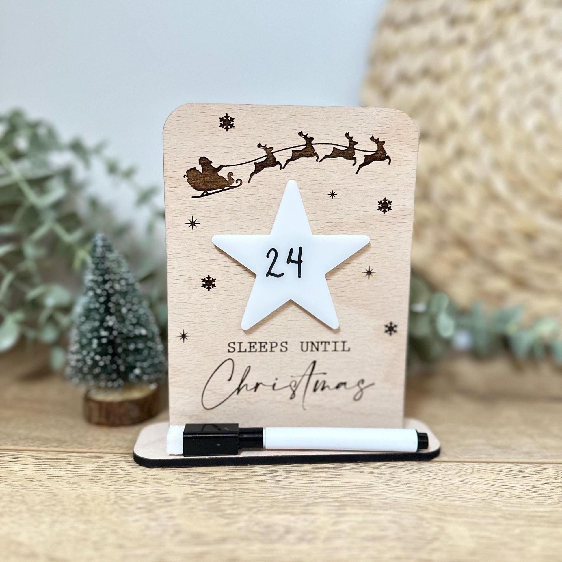 Wooden Countdown to Christmas | Sleeps until Christmas | Chalk Plaque | Christmas | Keepsake