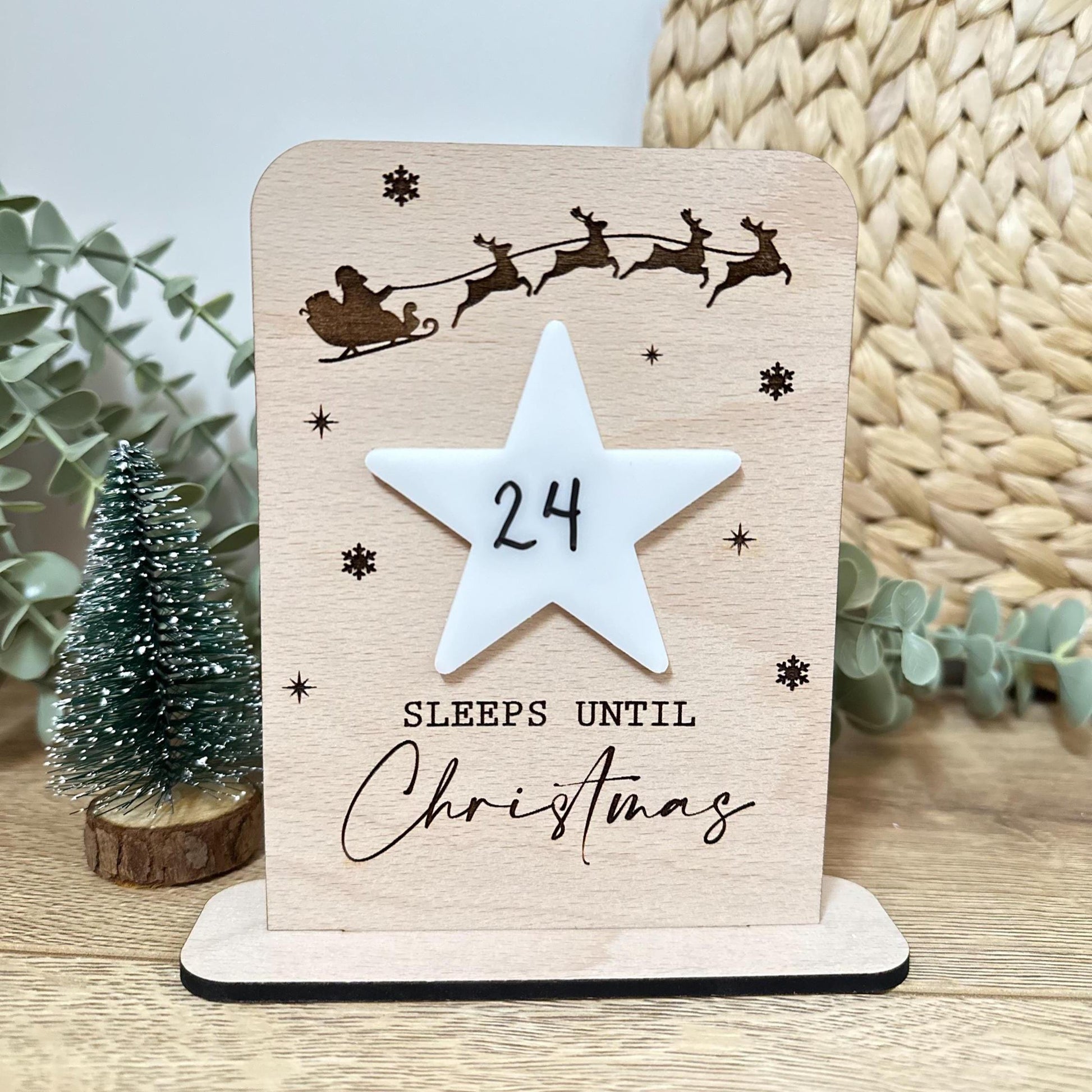 Wooden Countdown to Christmas | Sleeps until Christmas | Chalk Plaque | Christmas | Keepsake