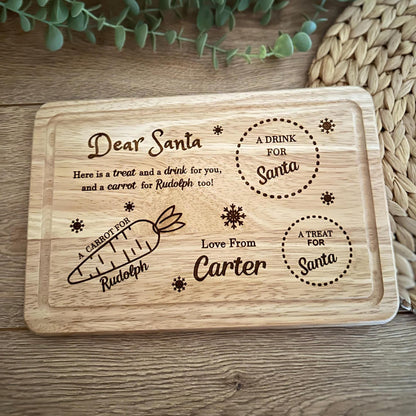 Wooden Christmas Eve Board | Christmas Eve | Santa | Rudolph | Treat Board | Mince Pie | Cookie | Milk | Carrot | Personalised