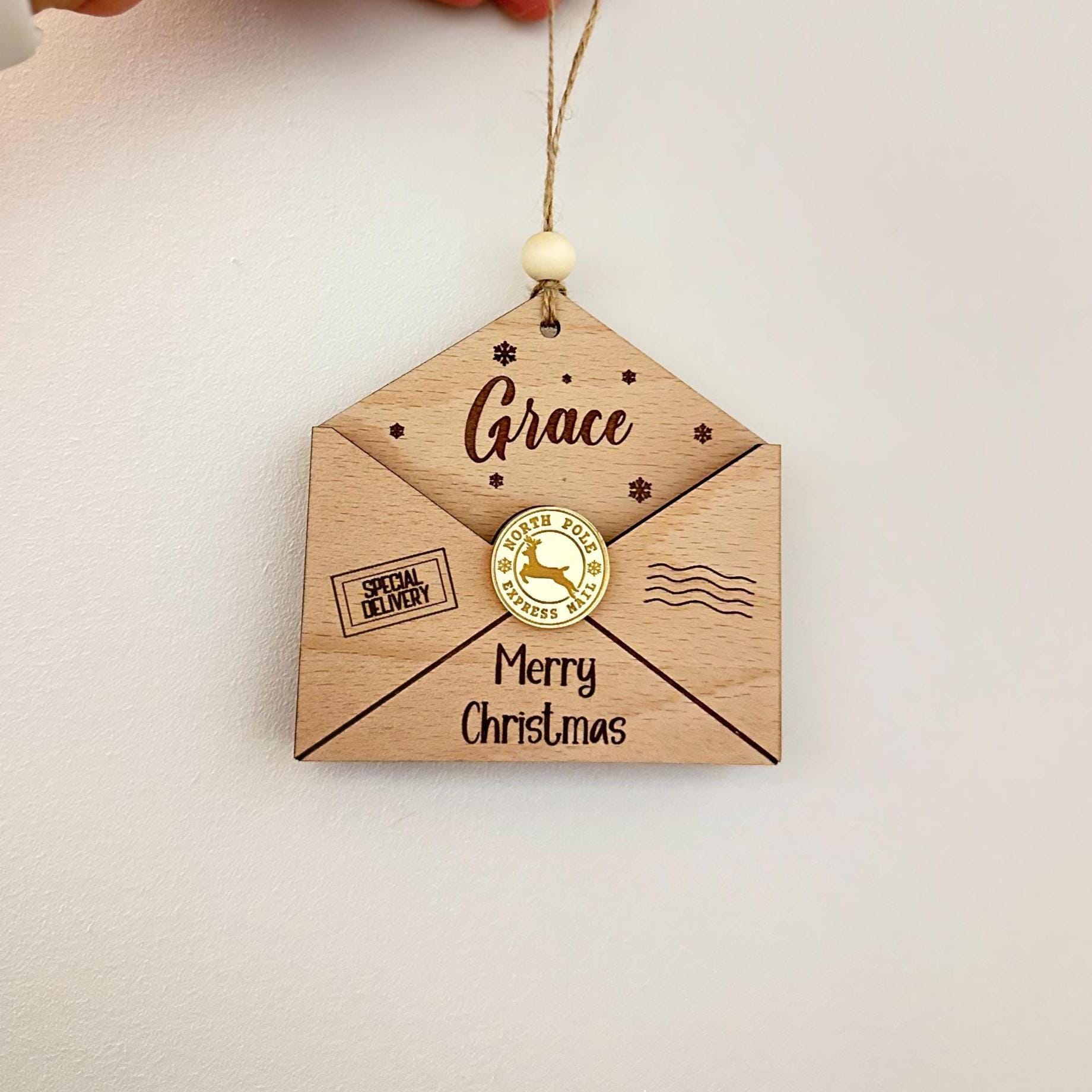 Christmas Money Wallet | Voucher Holder | Gift Card | Gift | Merry Christmas | Hanging Ornament | Money | Personalised | Wooden | Envelope