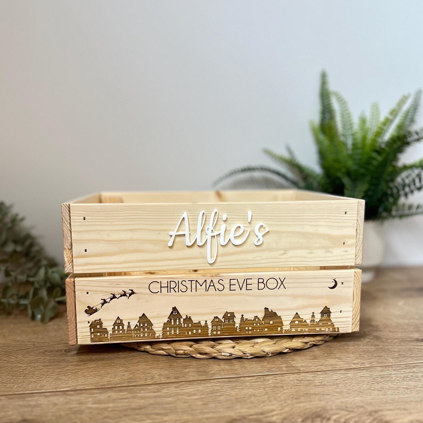 Personalised Wooden Christmas Eve Box | Laser Engraved Christmas Eve Crate