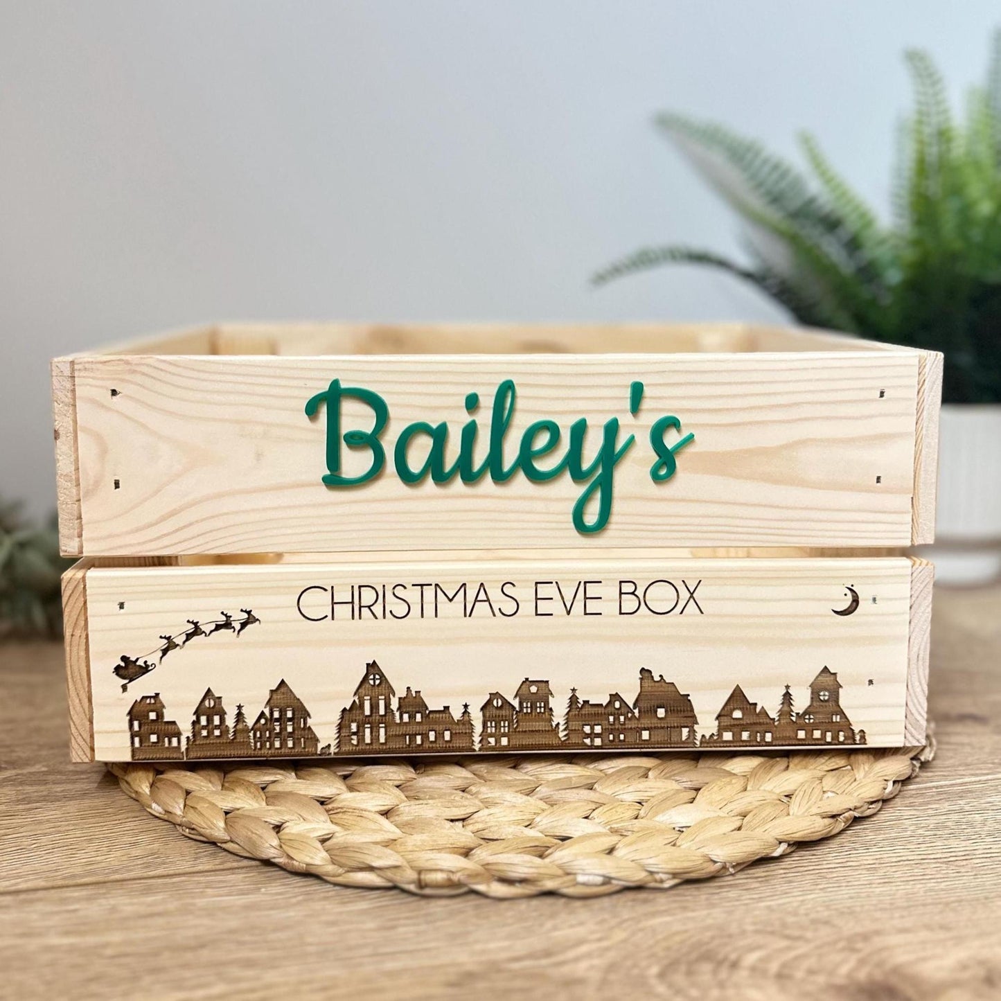 Personalised Wooden Christmas Eve Box | Laser Engraved Christmas Eve Crate