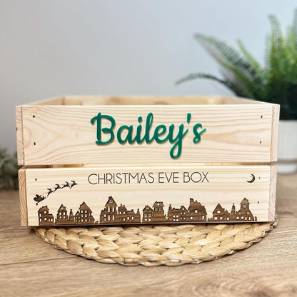 Personalised Wooden Christmas Eve Box | Laser Engraved Christmas Eve Crate