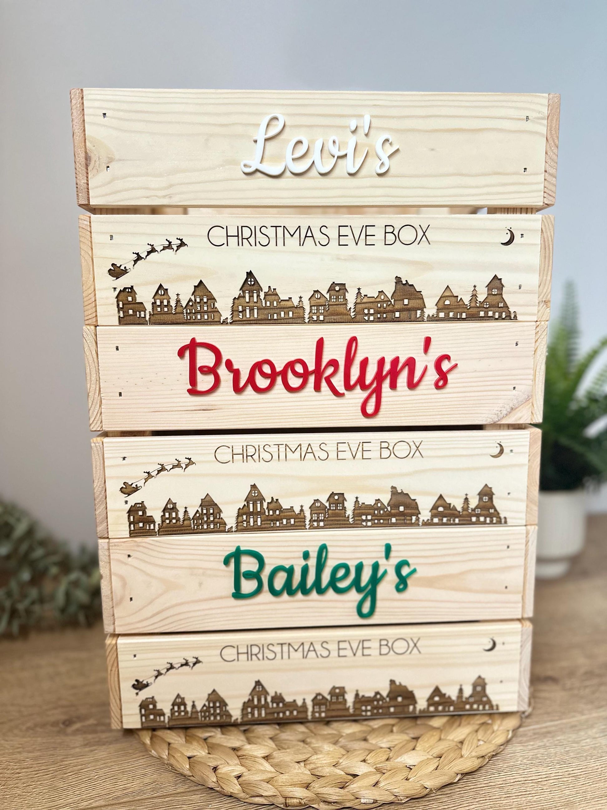 Personalised Wooden Christmas Eve Box | Laser Engraved Christmas Eve Crate